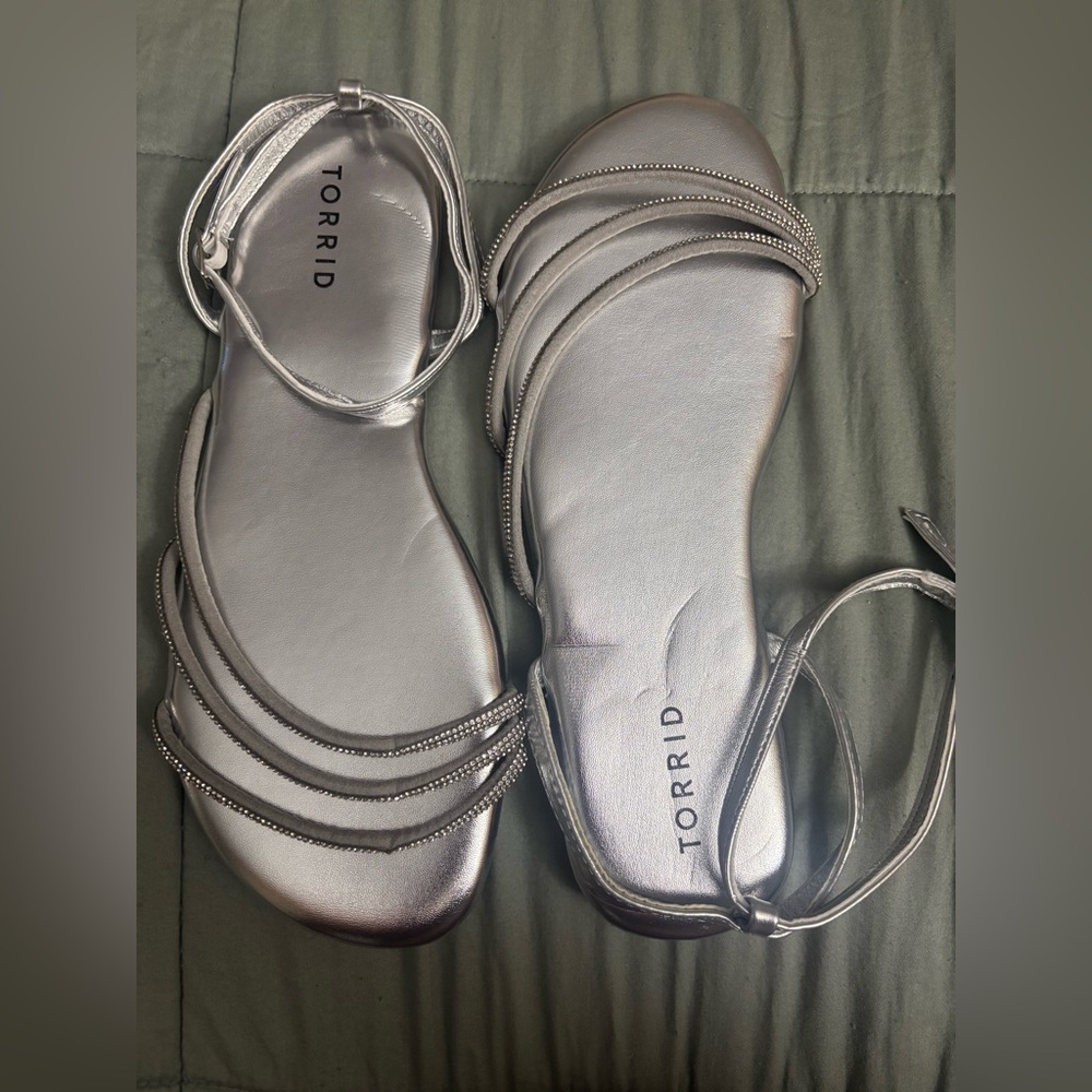 Torrid Silver Strappy Sandals Minimalist Design